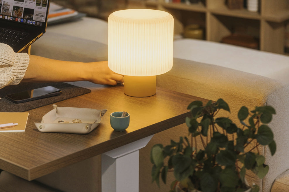 Perk Height-Adjustable Desk in lifestyle shot